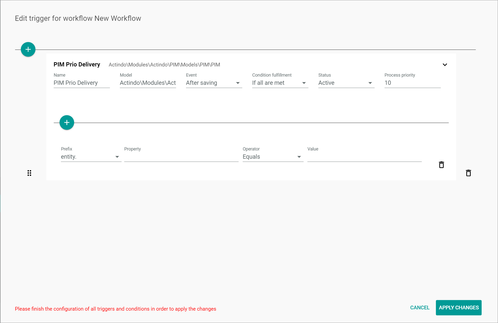 Condition input line