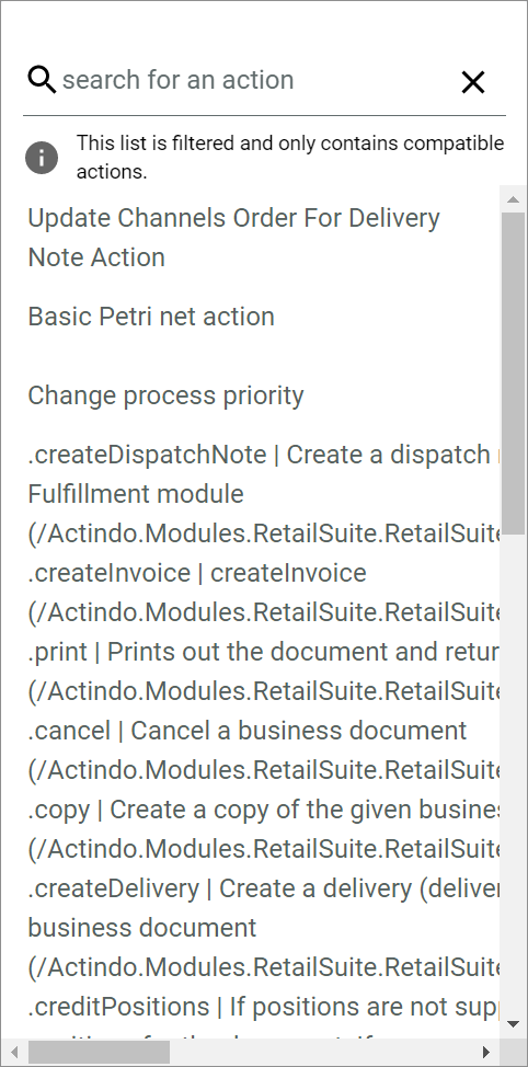 Search action
