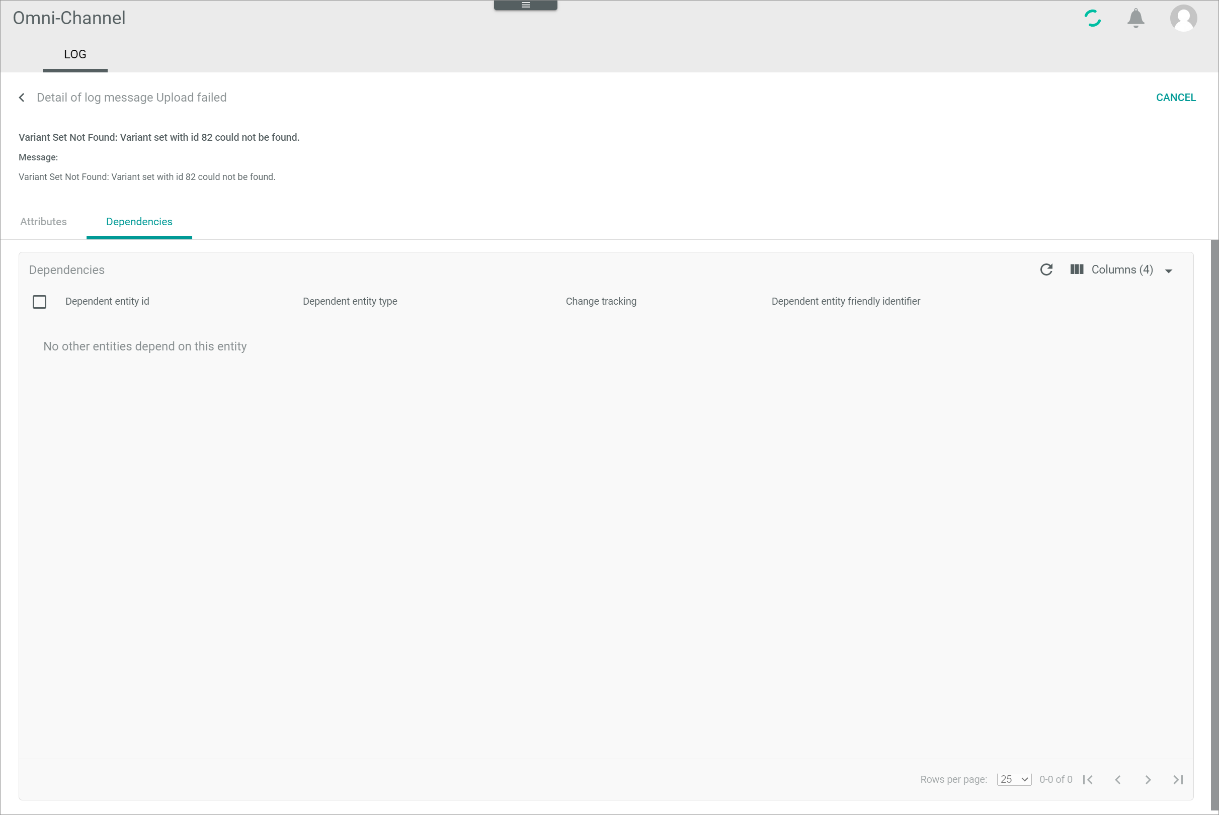 Detail of log message dependencies