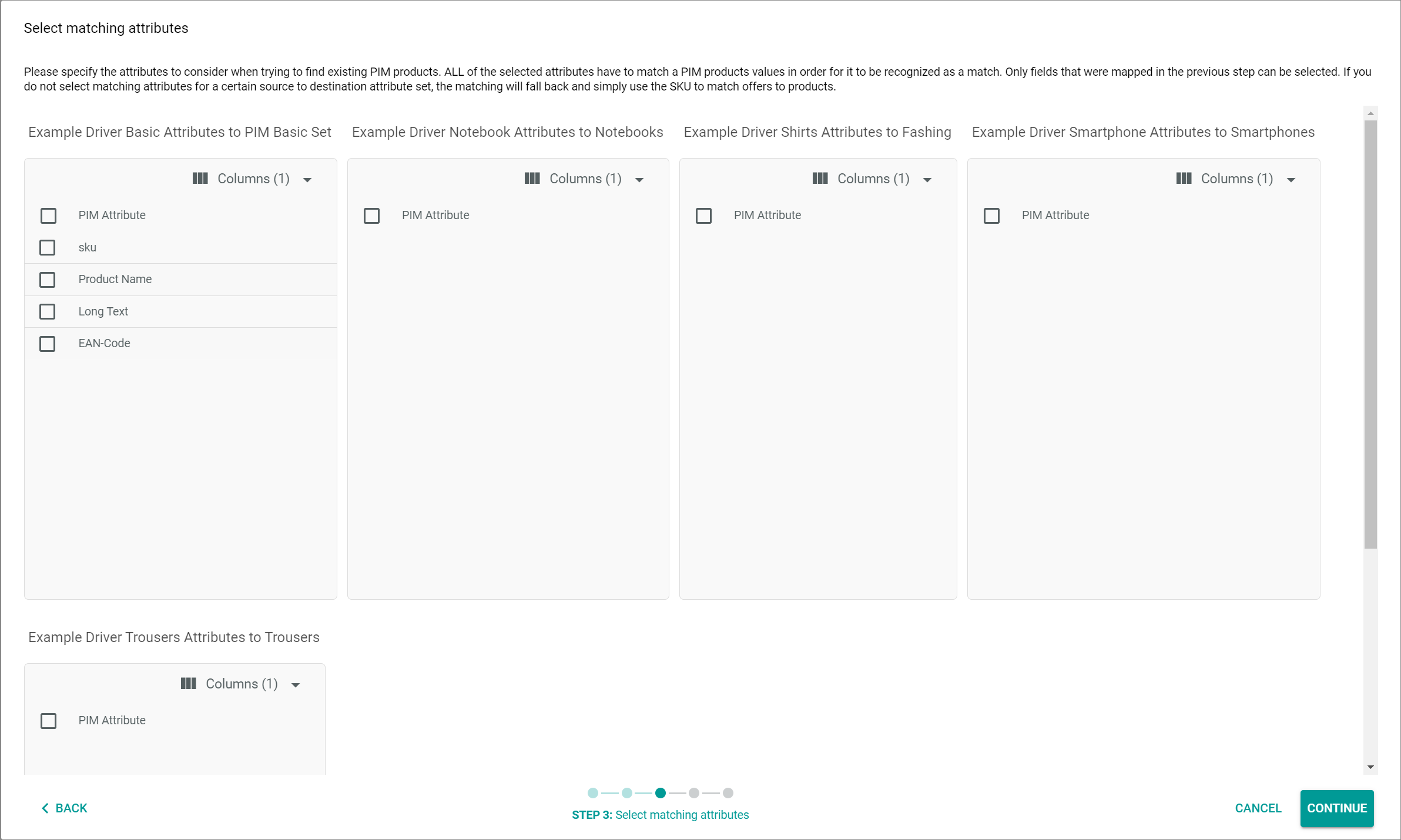 Select matching attributes