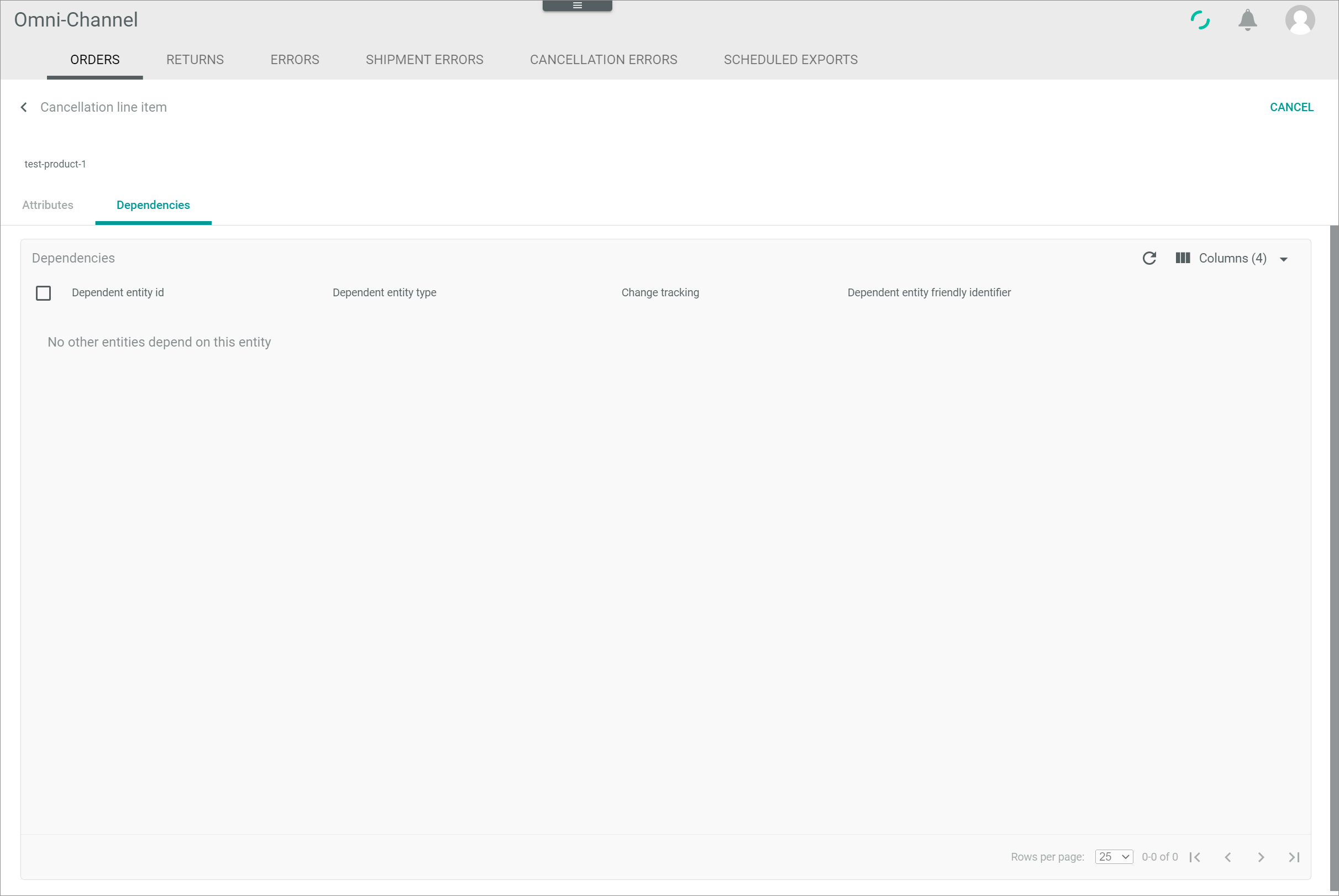 Cancellation line item dependencies
