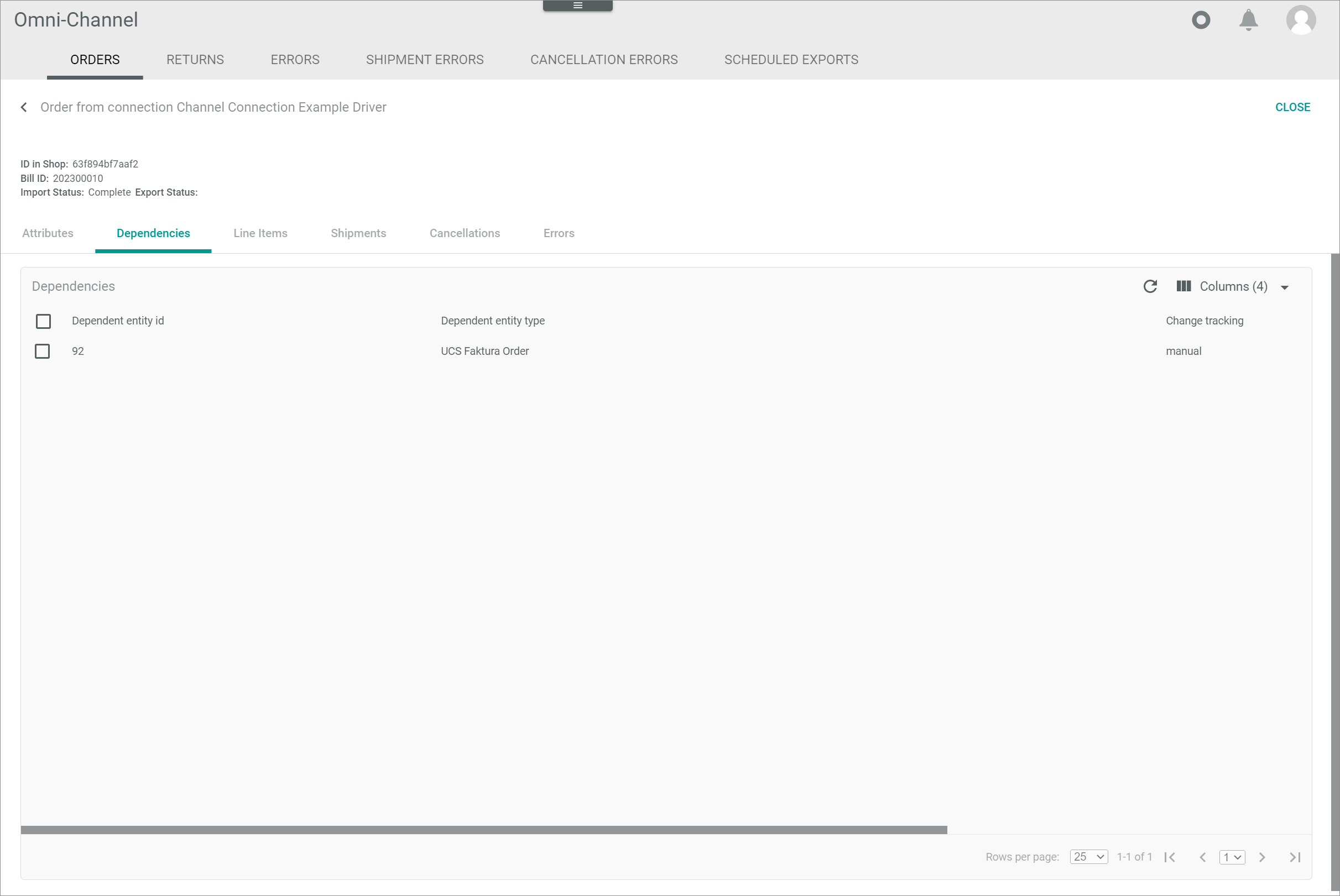 Order connection dependencies