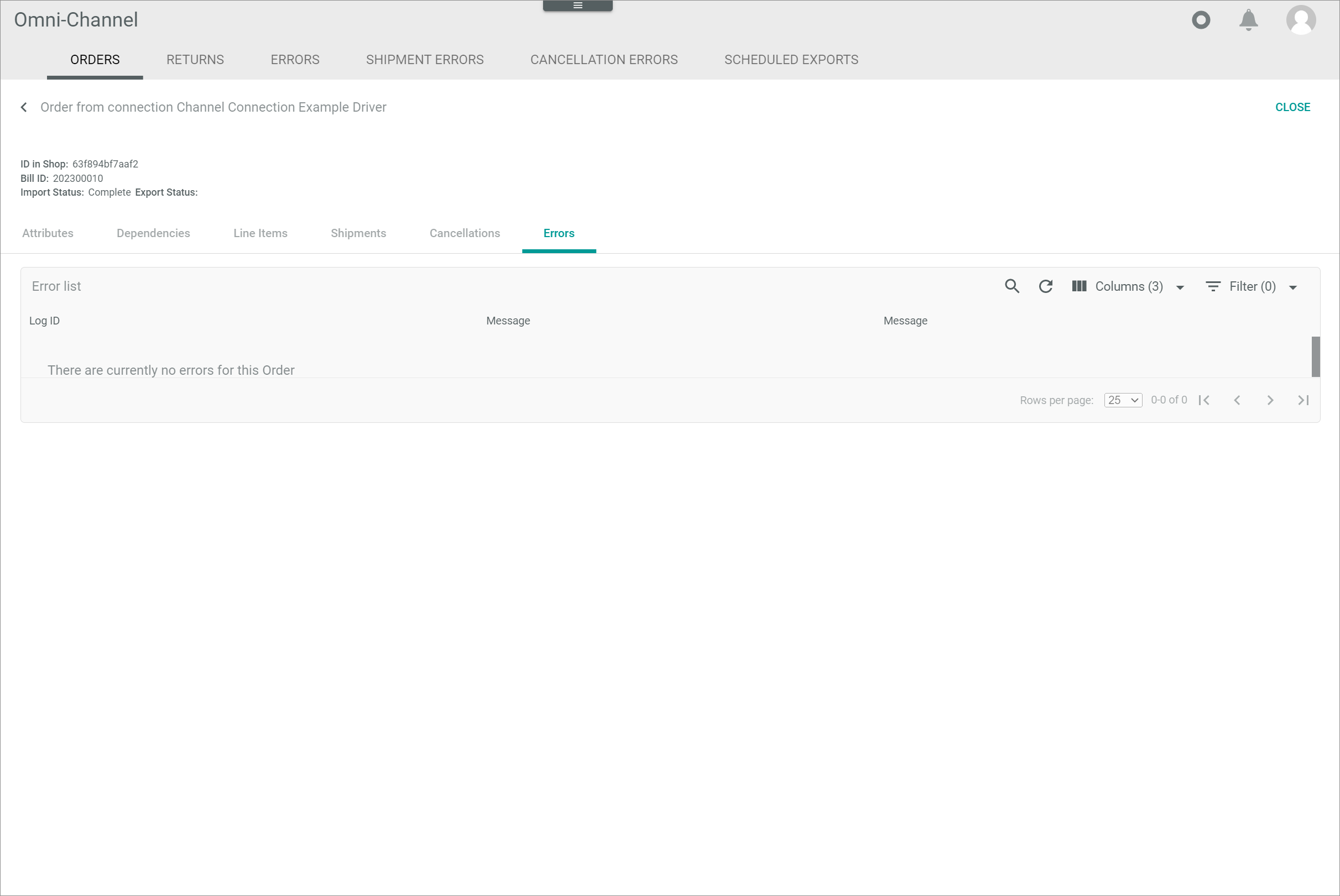 Order connection errors