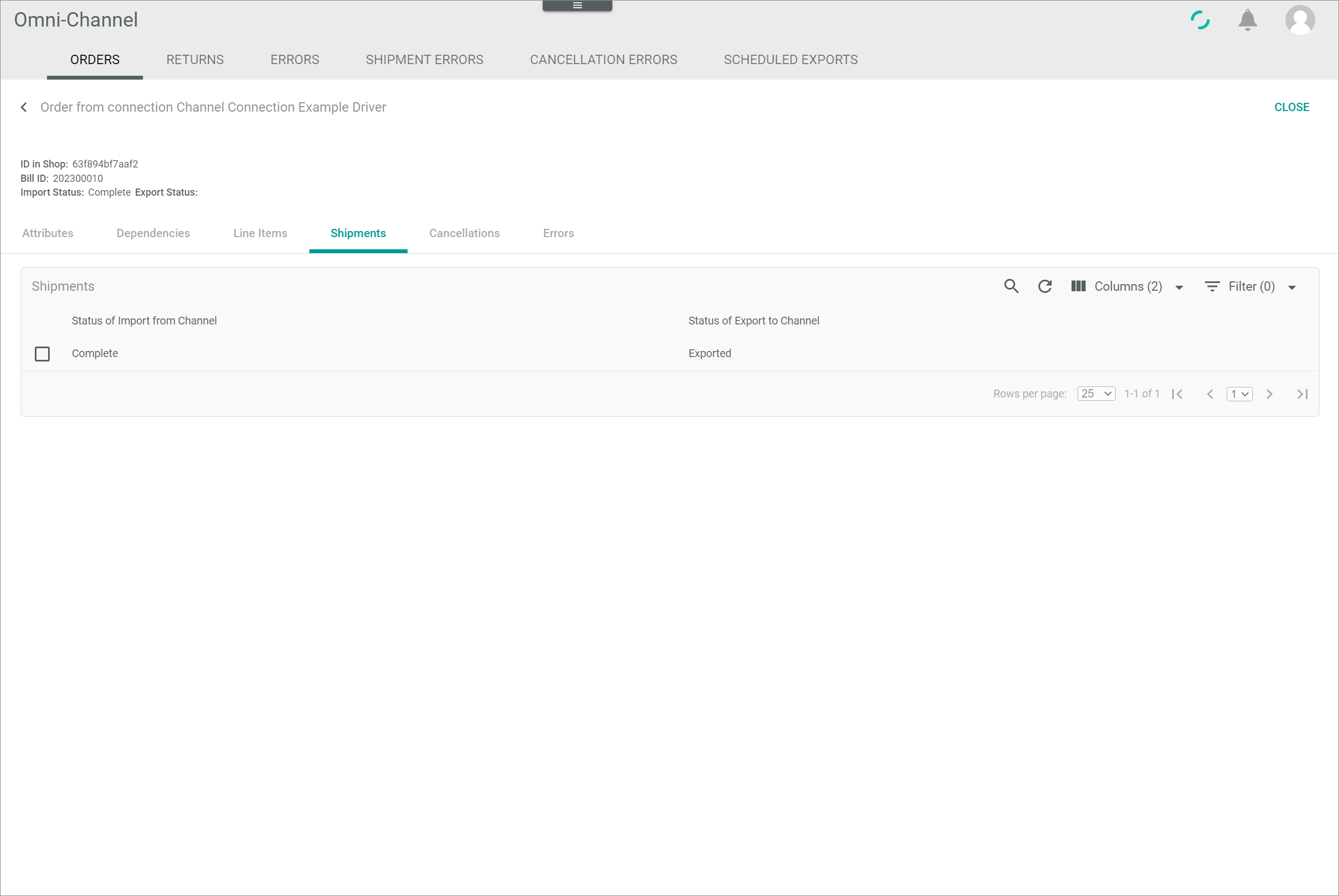 Order connection shipments