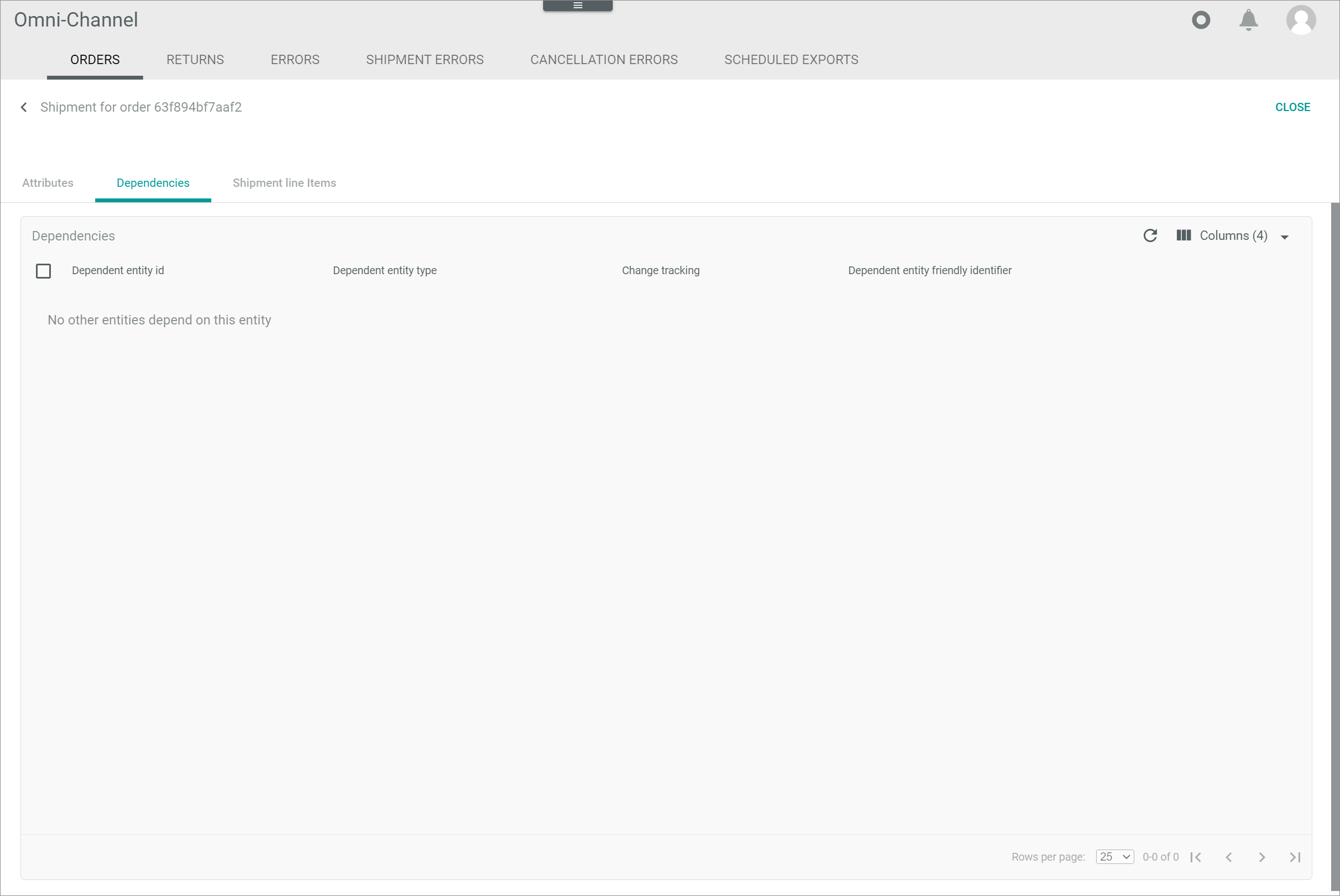 Shipment dependencies