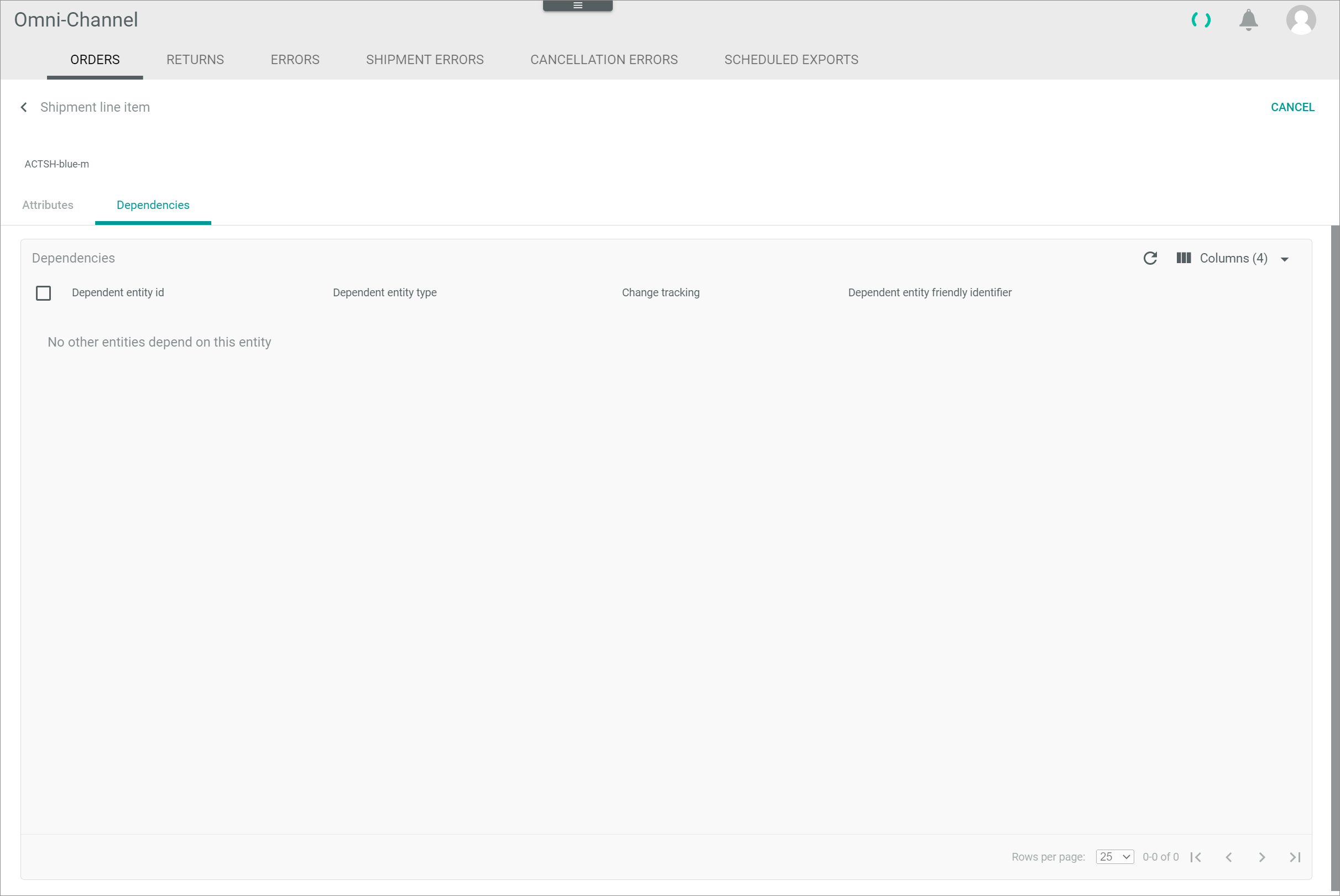 Shipment line item dependencies