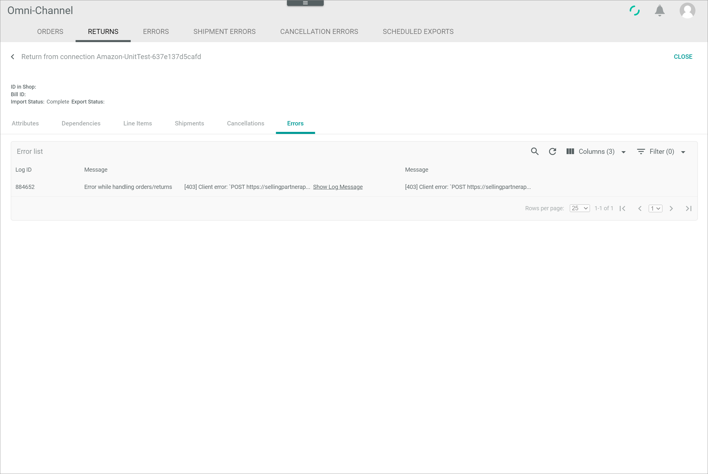 Return connection errors
