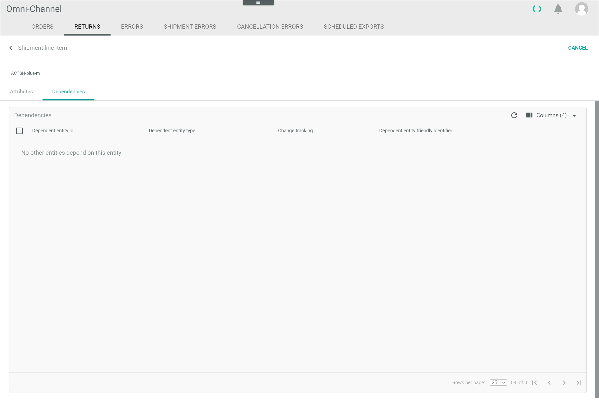 Shipment line item dependencies