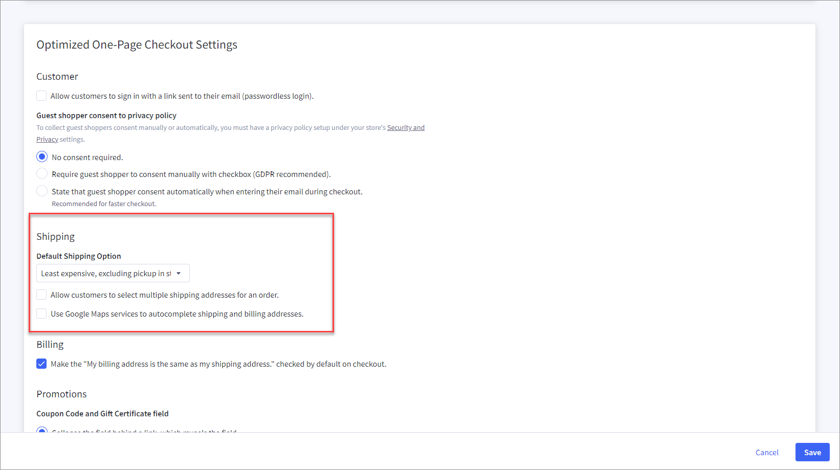 Check multiple shipment addresses