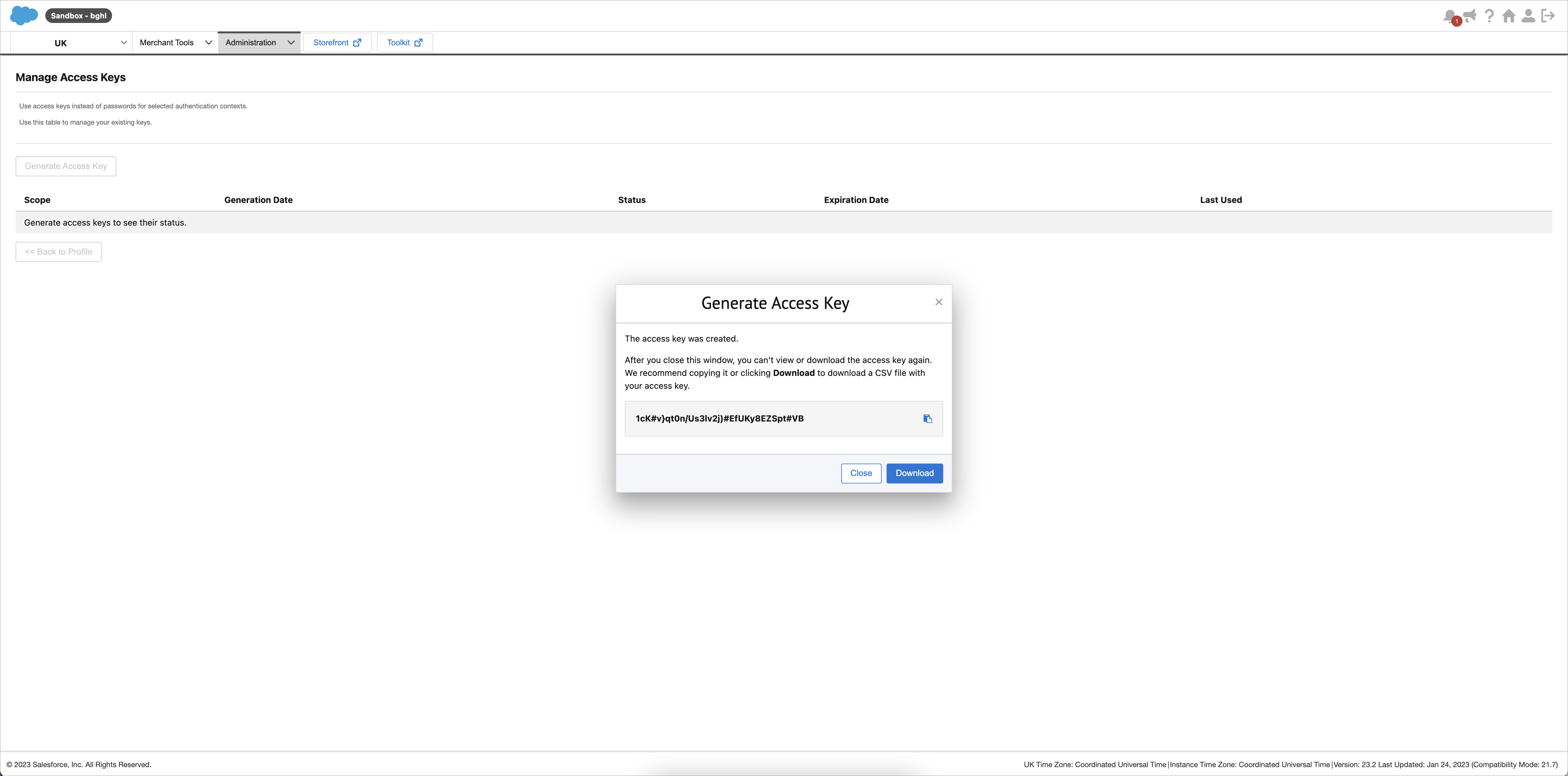 Access key created