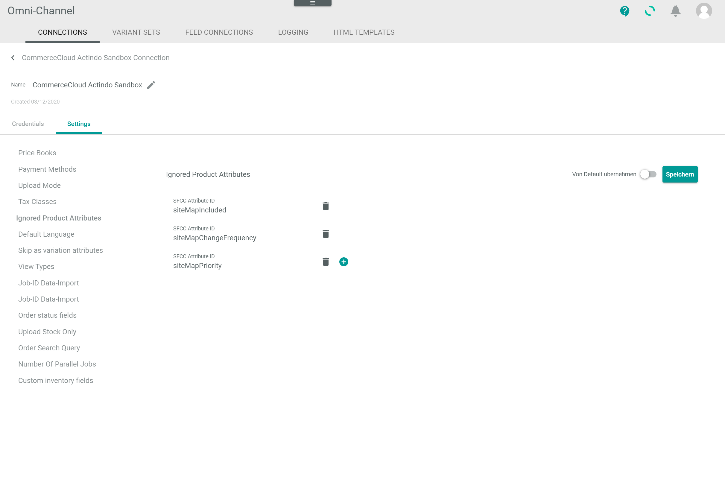 Settings ignored product attributes