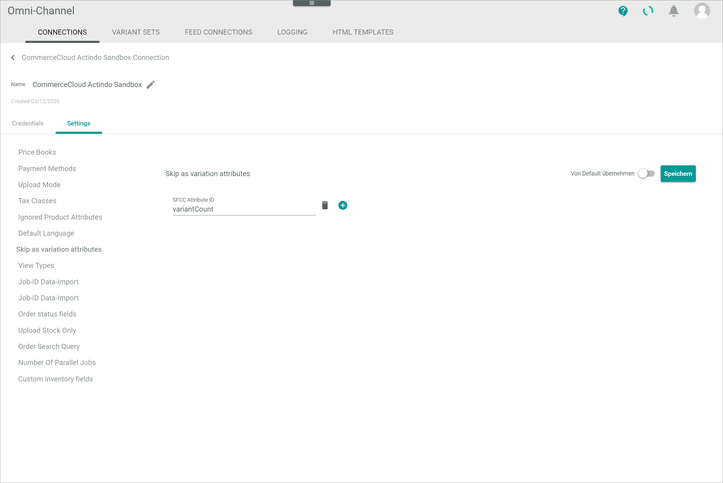 Settings skip as variation attribute