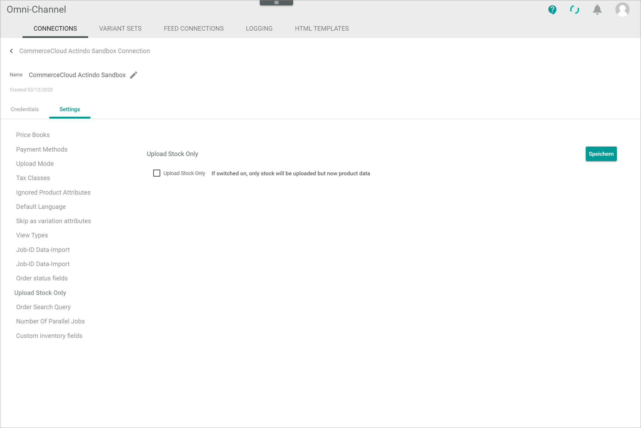 Settings upload stock only