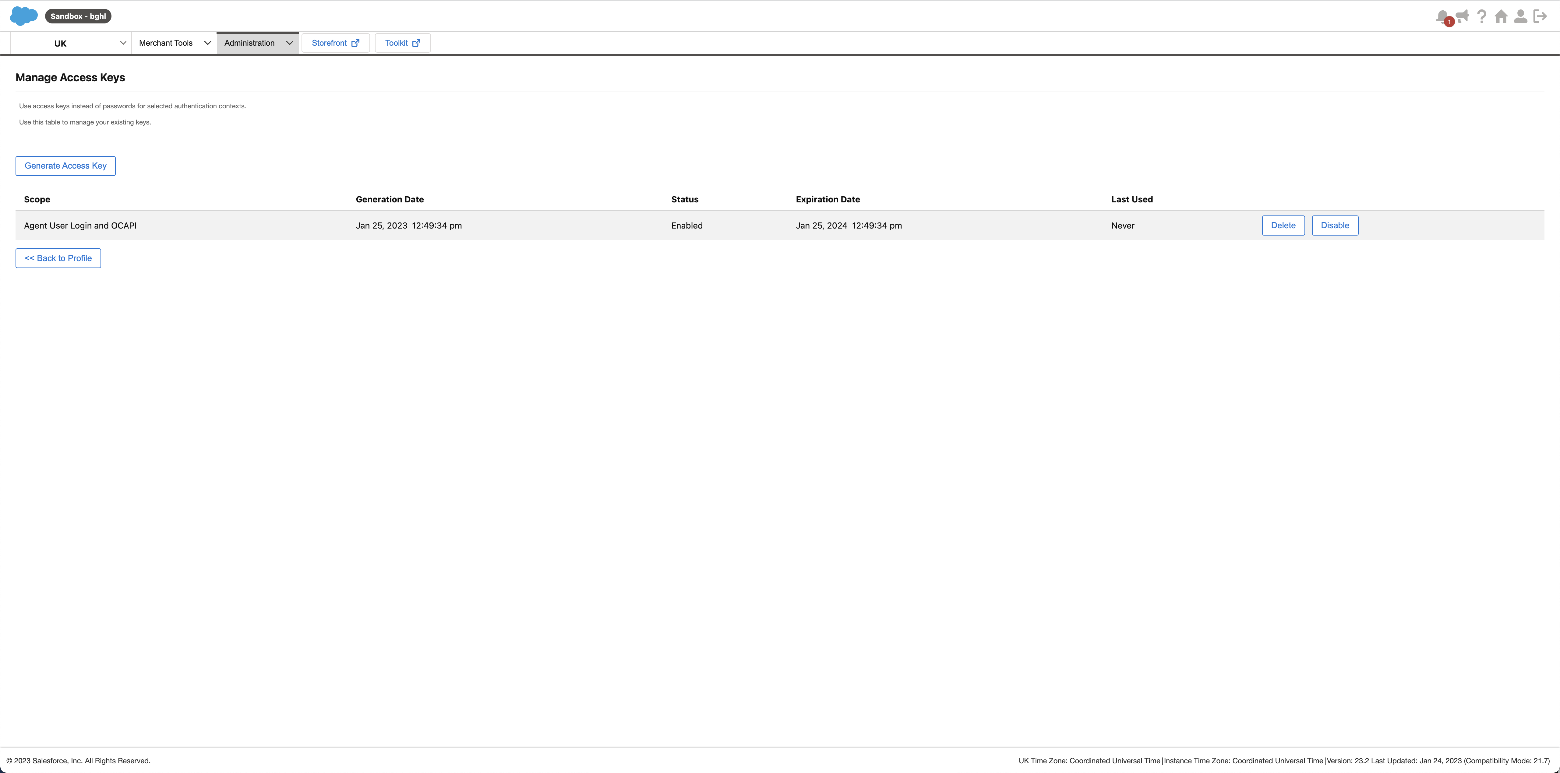Manage access keys