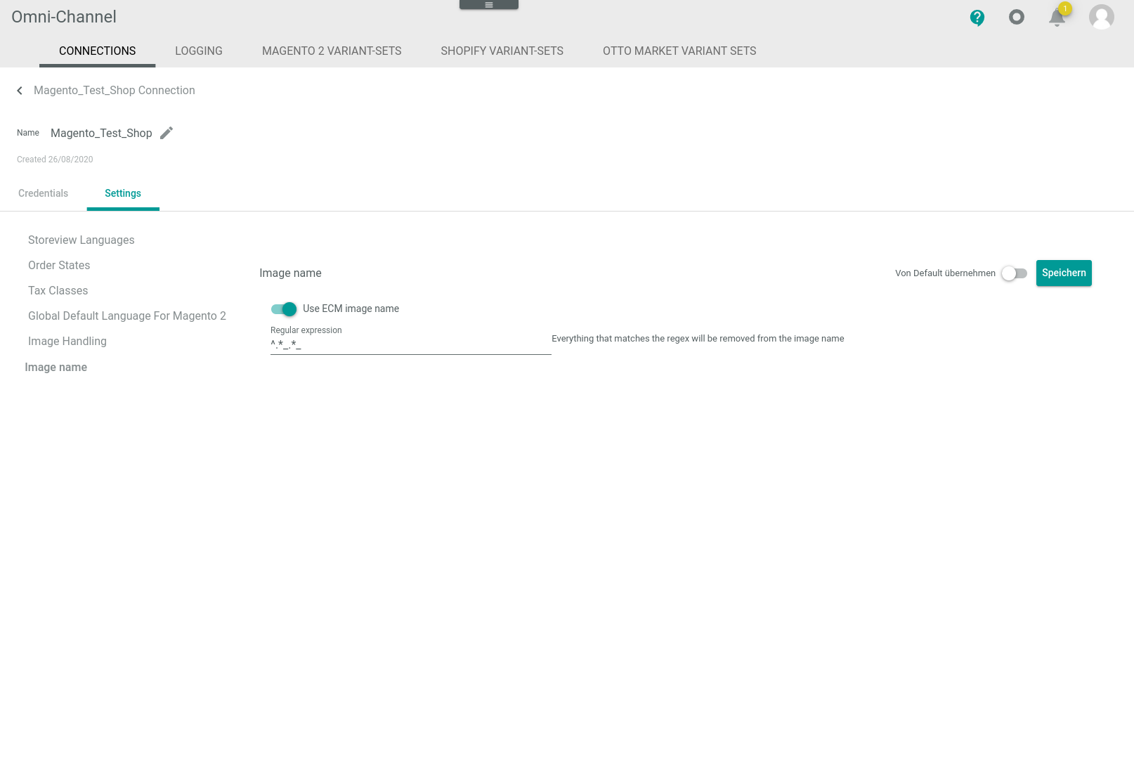 Settings image name regular expression