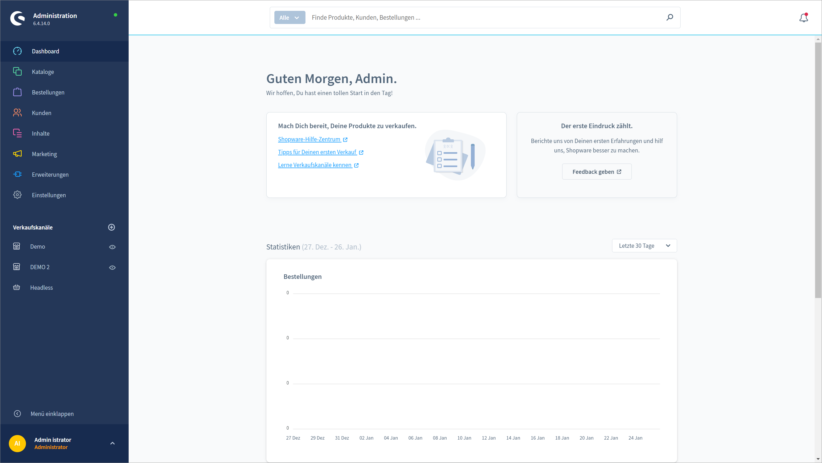 Shopware 6 dashboard