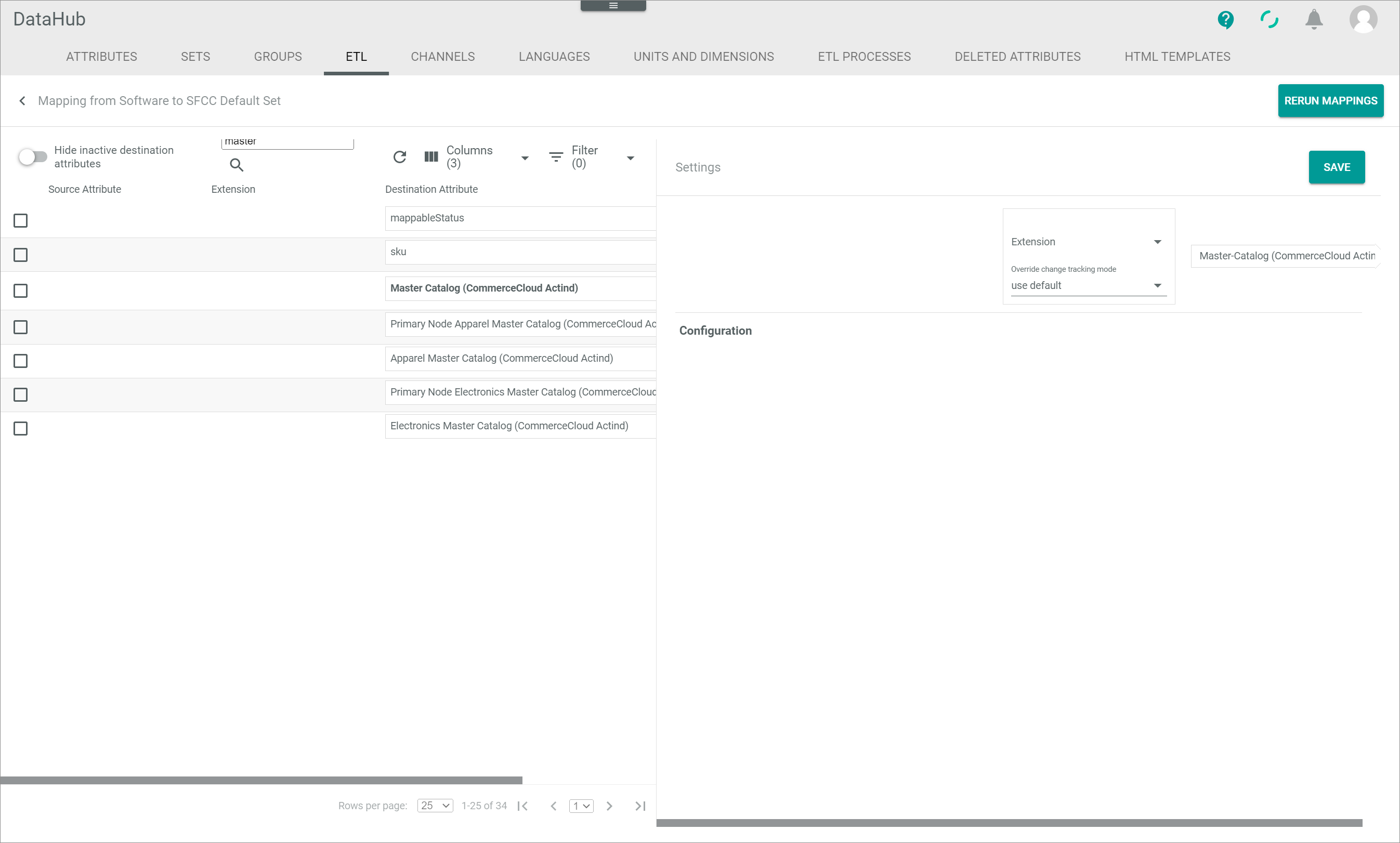 Mapping master catalog