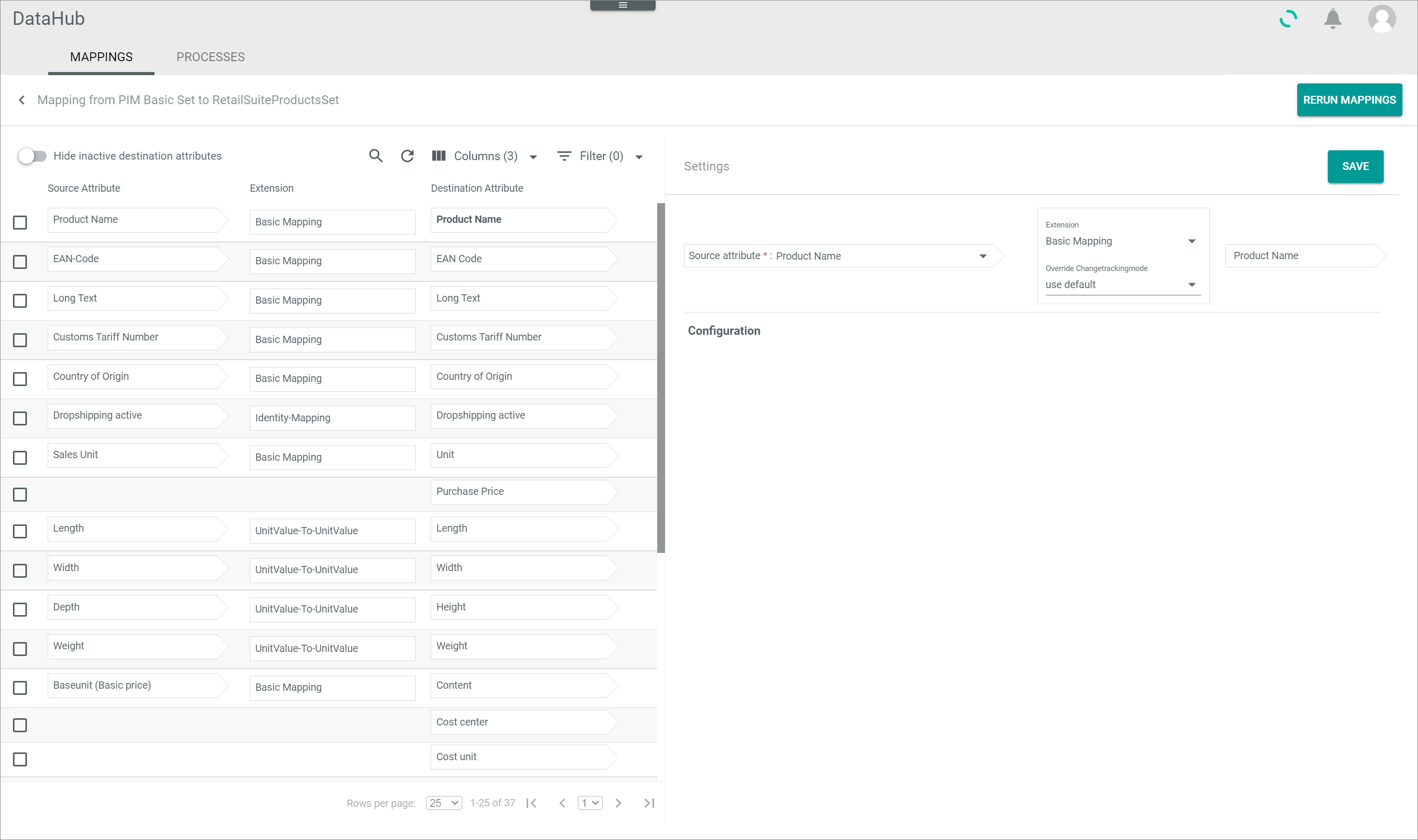 Mapping settings