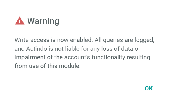Warning write access