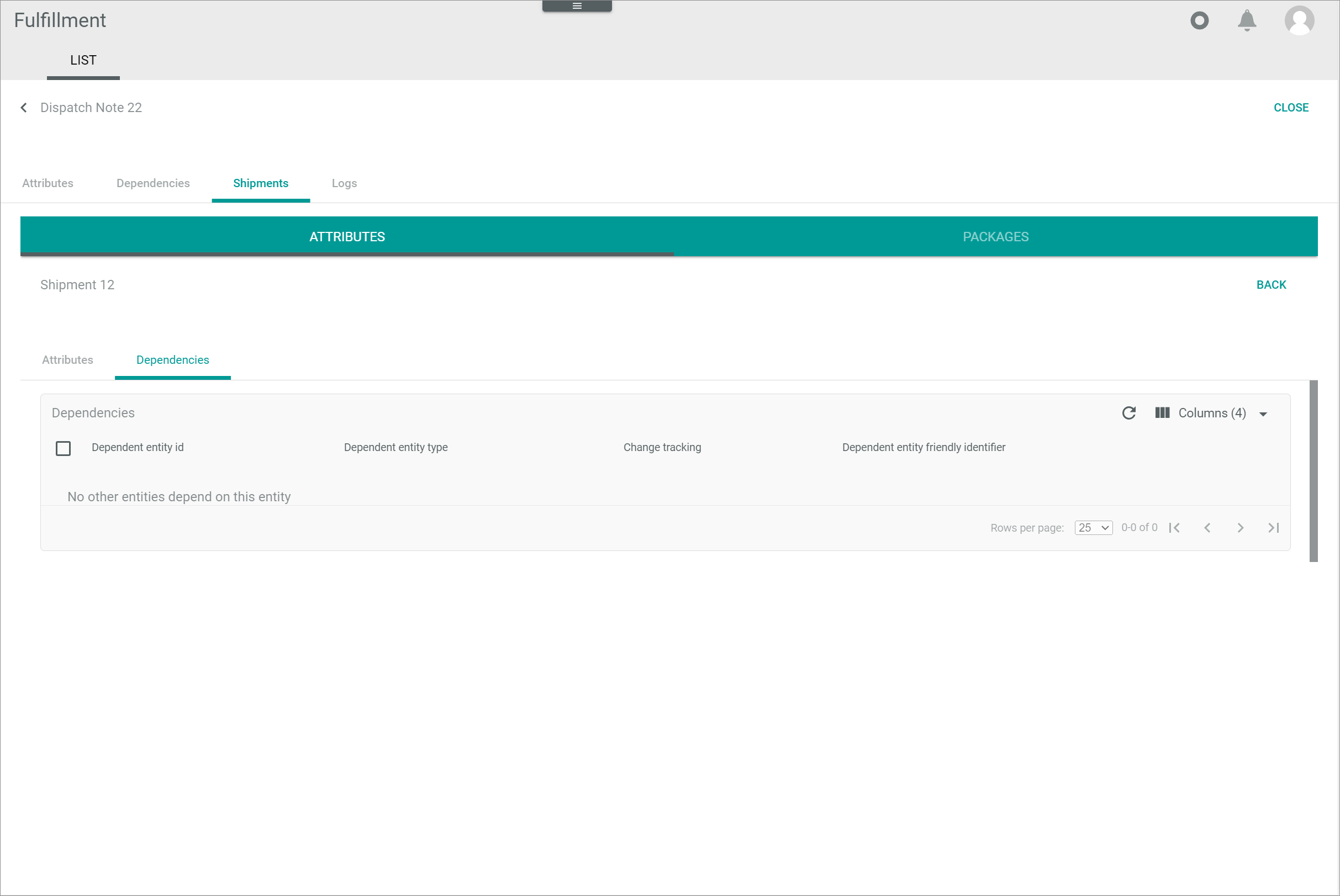 Shipment dependencies