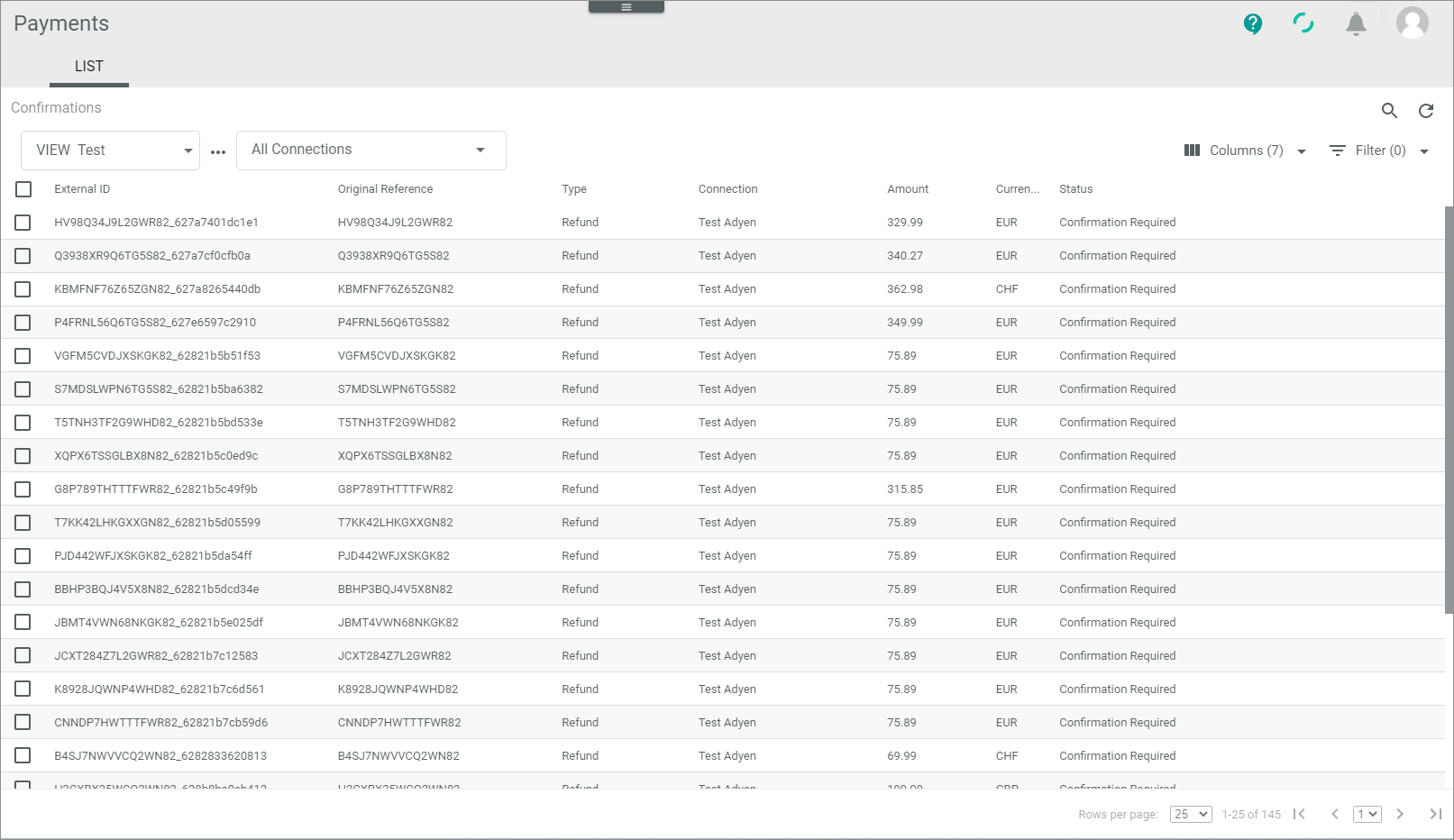 LIST (Confirmations)