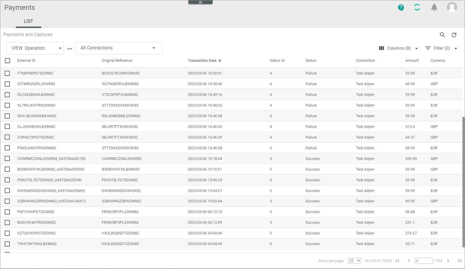 LIST (Payments and captures)