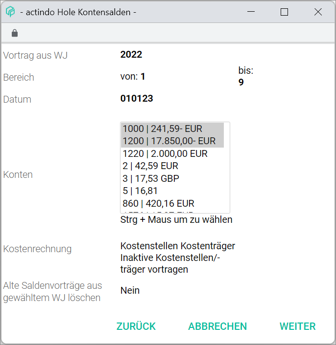 Retrieve account balances