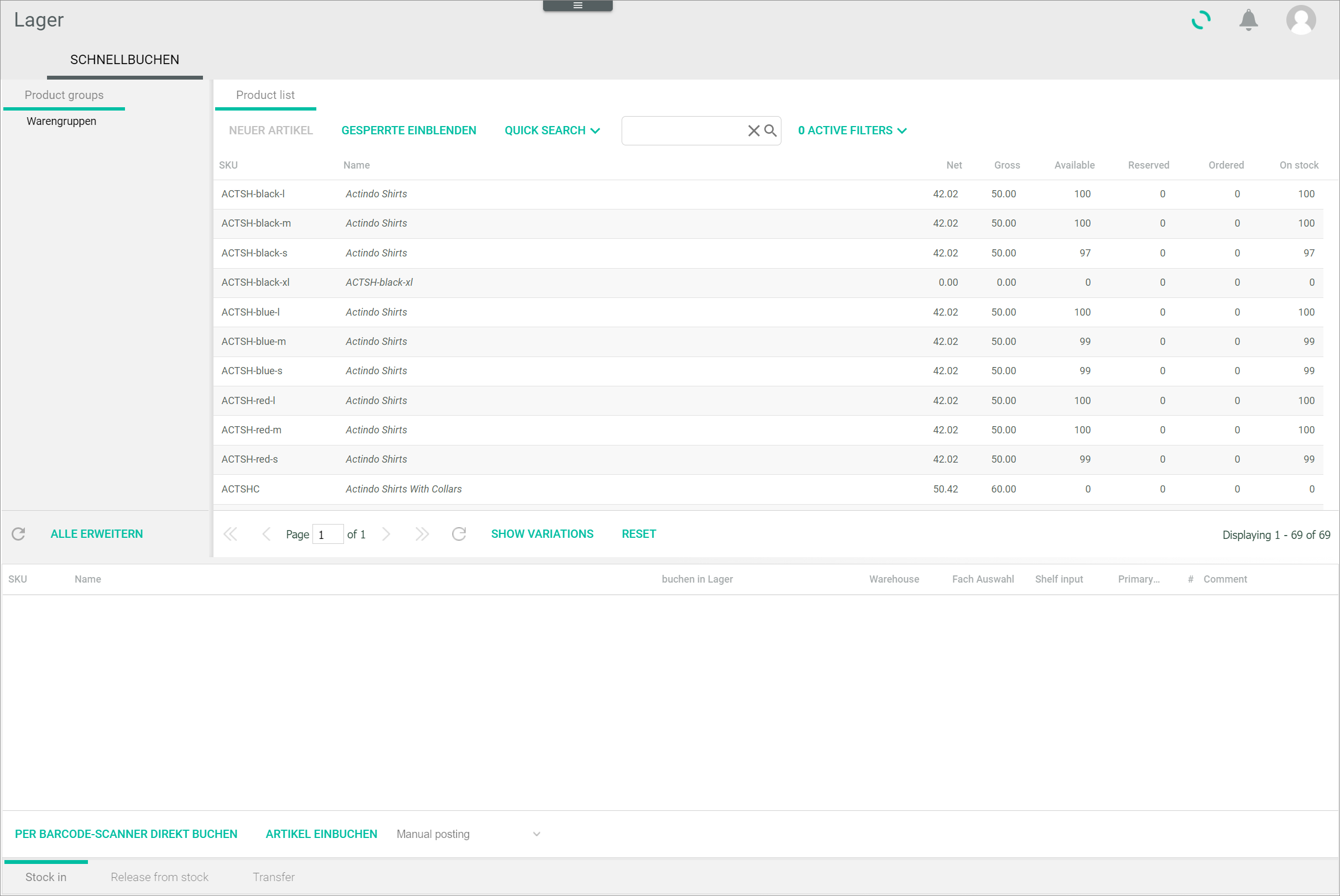 Product list